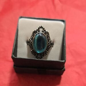 Elegant Silver and Blue Women's Ring